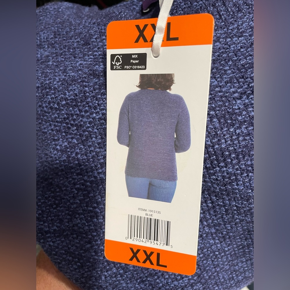 NWT Gloria Vanderbilt Blue Crewneck Sweater Size XXL - Picture 8 of 10